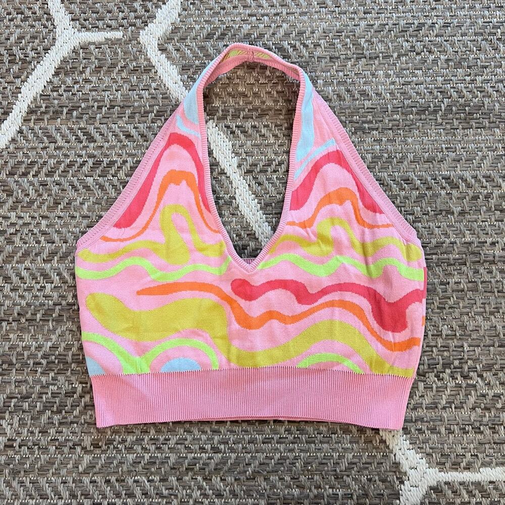 Nicole Miller Halter Crop Top Sz Large